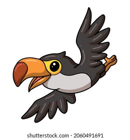 Cute little toucan bird cartoon flying