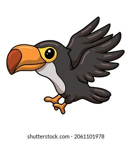 Cute little toucan bird cartoon flying