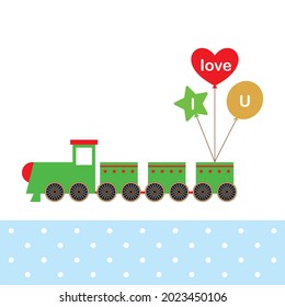 cute little train with love balloon vector