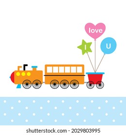 cute little train with love balloon vector