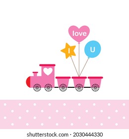 cute little train with love balloon vector