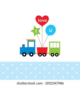 cute little train with love balloon vector