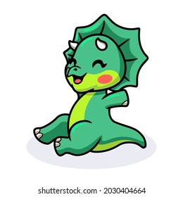 Cute little triceratops dinosaur cartoon sitting