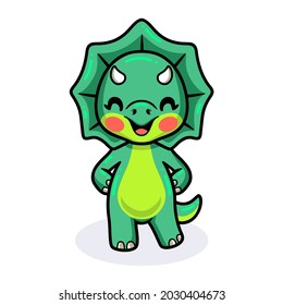 Cute little triceratops dinosaur cartoon standing