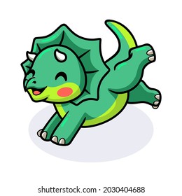 Cute little triceratops dinosaur cartoon running