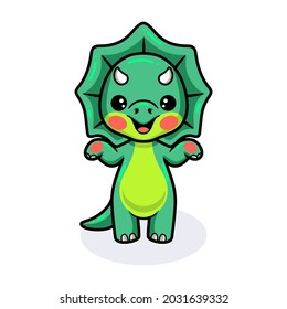 Cute little triceratops dinosaur cartoon standing