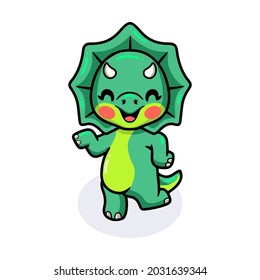 Cute little triceratops dinosaur cartoon posing