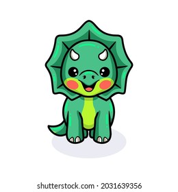 Cute little triceratops dinosaur cartoon