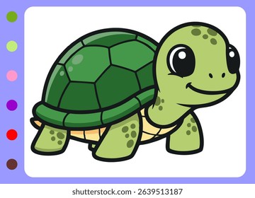 Cute little turtle  cartoon illustration.cartoon turtle  vector illustration