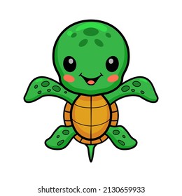 Cute little turtle cartoon posing