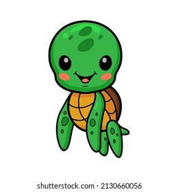 Cute little turtle cartoon posing