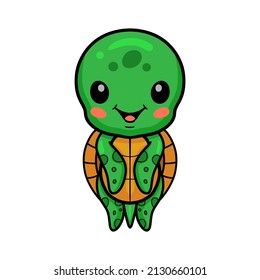 Cute little turtle cartoon posing