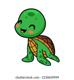 Cute Little Turtle Cartoon Sitting Stock Vector (Royalty Free ...