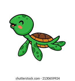 Cute Little Turtle Cartoon Swimming Stock Vector (Royalty Free ...