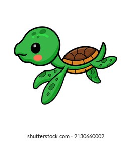 Cute Little Turtle Cartoon Swimming Stock Vector (Royalty Free ...