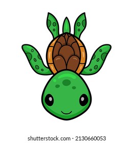 Cute little turtle cartoon swimming