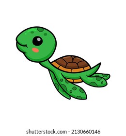 Cute Little Turtle Cartoon Swimming Stock Vector (Royalty Free) 2130660146