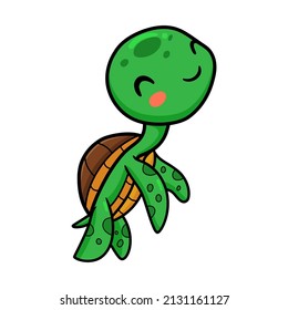 Cute little turtle cartoon swimming