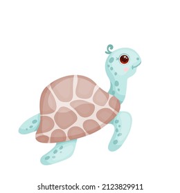 Cute little turtle character.Cartoon vector graphic.