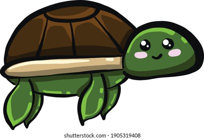 Cute little turtle, illustration, vector on a white background.