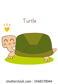 The cute little turtle smiles happily vector.