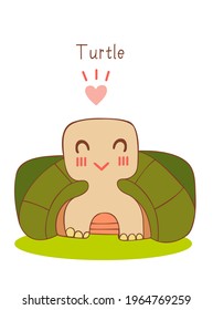 Cute little turtle standing smiling vector.