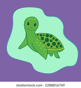 Cute little turtle. Vector illustration . Icon. Picture for children. Funny and cute