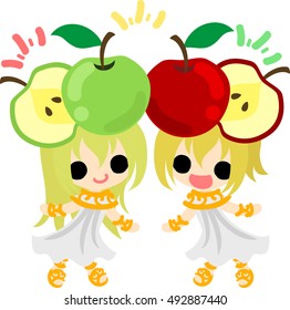A cute little twins apple girls