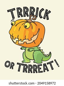 Cute little tyrannosaur dressed for halloween