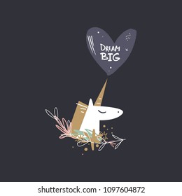 Cute little unicorn art. Vector, clipart, isolated details. Editable elements.