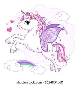 Cute Little Unicorn Character Over Pink Stock Vector (Royalty Free ...