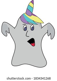 A cute little unicorn ghost doing boonicorn to scare you.