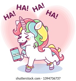 Cute little unicorn laughing out loud