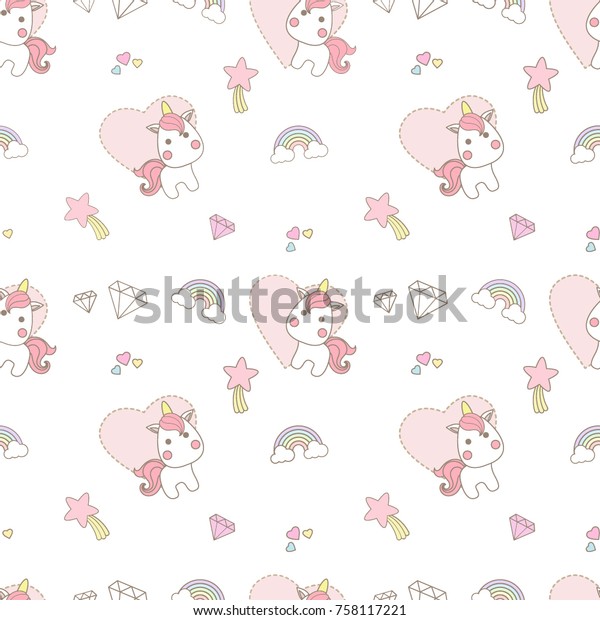 Vector De Stock Libre De Regalias Sobre Pequeno Unicornio Sin Fisuras Sobre Fondo758117221