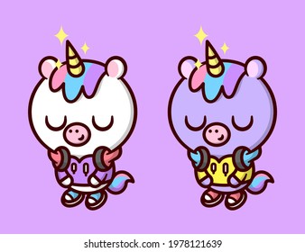 CUTE LITTLE UNICORN IN URBAN OUTFIT WITH A SPARKLING YELLOW HORN. HIGH QUALITY CARTOON CHARACTER DESIGN. CARTOON MASCOT.