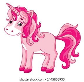 Cute little unicorn. Vector cartoon pony. Vector illustration for children 