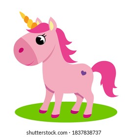 Cute little unicorn. Vector illustration isolated on white background