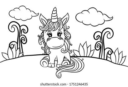 bonitos unicornios, relajantes en los campos, libros de colores para los niños