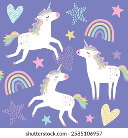 Cute Little Unicorns Seamless Pattern