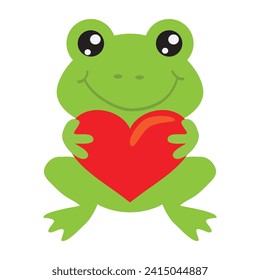 Cute little Valentine day frog vector cartoon illustration