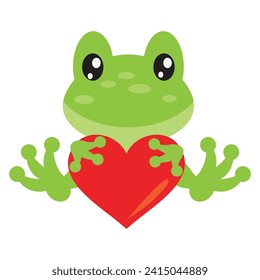 Cute little Valentine day frog vector cartoon illustration