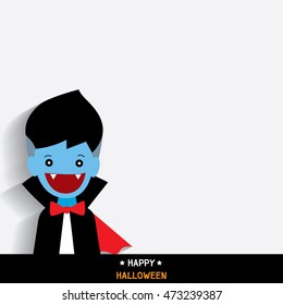 Cute little vampire background for happy halloween invitation card.Illustration vector.