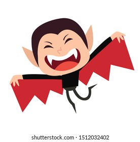 Cute little vampire kid vector cartoon character. Kid in halloween costume.