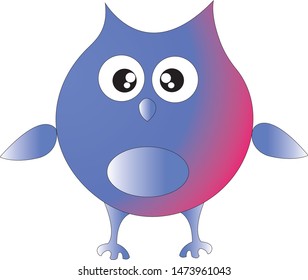 Cute little vector cartoon owl, owl icon, illustration, emotions