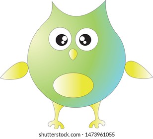 Cute little vector cartoon owl, owl icon, illustration, emotions