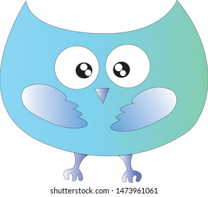 Cute little vector cartoon owl, owl icon, illustration, emotions