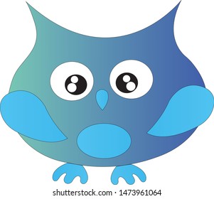 Cute little vector cartoon owl, owl icon, illustration, emotions