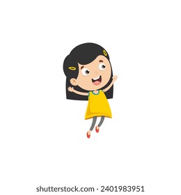 cute little vector child pose in cute clothes illustration