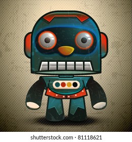 Cute little vector classic robot, Retro Robot