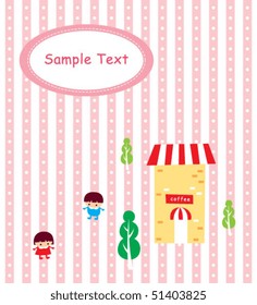 cute little vector cottage greeting tag